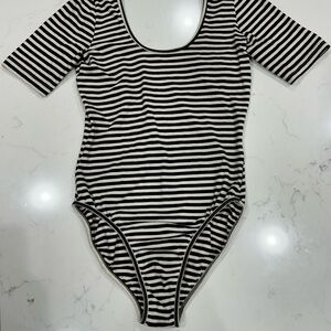 American Apparel Black and White Striped Bodysuit